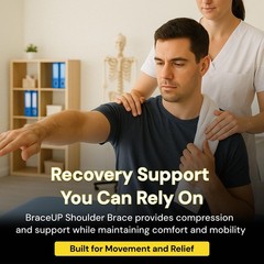 BraceUP Shoulder Brace with Adjustable Support and Ice Pad Pocket for Black