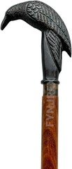 Handmade Wooden Walking Cane with Raven Head Handle – Antique Style Stick