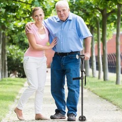 1* Lightweight Foldable Walking Cane W/360° Non-Slip Base&Emergency Alarm