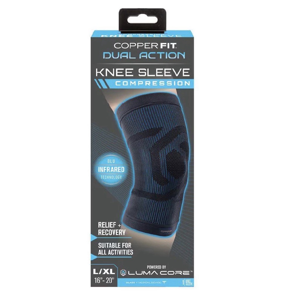 COPPER FIT DUAL ACTION KNEE COMPRESSION SLEEVE L/XL LUMA CORE NEW FREE SHIPPING