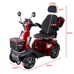 HS4W-B1R 500W Heavy Duty 4 Wheel Mobility Scooters 4 Speed for Seniors & Adults