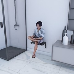 Natural Solid Wood Folding Shower Seat Wall Mounted Bath Stool Shower Bench