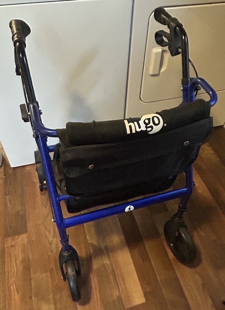 Drive Medical Hugo Elite Rollator Walker with Seat Backrest and Basket Blue
