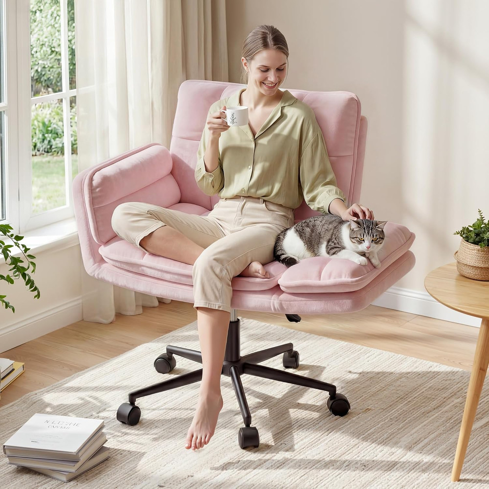 Criss Cross Chair, Flip-Up Arms & Adjustable Height | Velvet, Thick Foam Seat,36