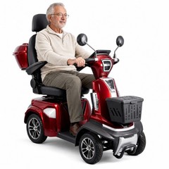 Heavy Duty 4-Wheel Mobility Scooter 25-37 Miles Range 4-Speed, 500lbs Load, Red