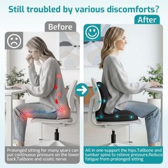 Ergonomic Memory Foam Seat Cushion with Lumbar Support for Office & Car – Pain R