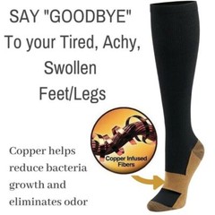Copper Compression Socks Knee High Support Stockings Full Toe 20-30 mmHg Unisex