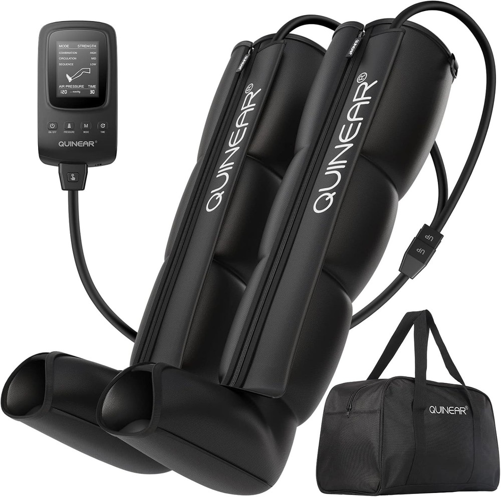 QUINEAR Air Compression Recovery System Sequential Leg Massager Therapy Boots, M