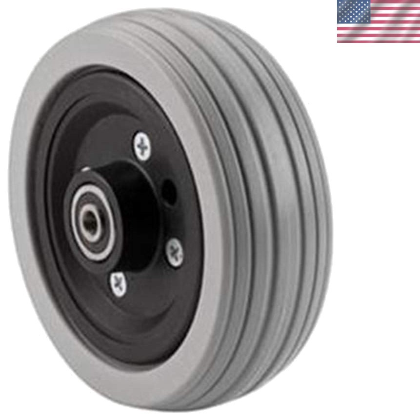 Wheelchair Caster Assembly, Flat Free, Grey Ribbed Tire, 6″ x 2″, TAGC1762
