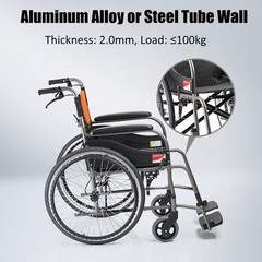 Yuwell H062C Folding Transport Manual Wheelchair Armrest Portable for Elderly