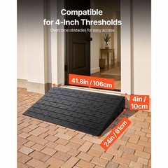 VEVOR 4″ Rubber Threshold Curb Ramp w/3 Channels for Wheelchair Scooter 2200 lb