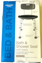 Equate Bath & Shower Seat with Back Capacity 350 Pounds New in Sealed Box