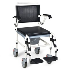 4-in-1 Bedside Commode Chair w/ Wheel Commode Wheelchair w/Detachable Bucket