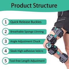 Hinged Knee Brace with Adjustable ROM Lock, ost-Surgery Recovery,Pain Relief ﻿