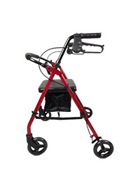 iLIVING ILG800R Burgundy Rollator Walker Heavy Duty, Adjustable Easy Fold design