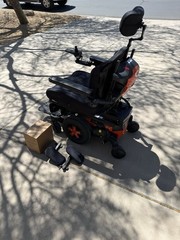 Quantum Q6 Edge 3 Stretto Power Wheelchair Orange/Black Joystick Headrest