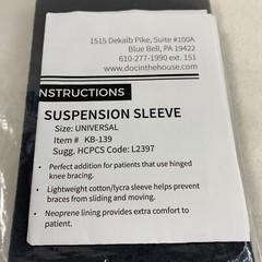 Dr Medical Suspension Sleeve Wrap for Knee Size Universal KB-139 L2397 Black NEW