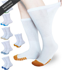 SYOLLAVE Women Diabetic Socks Extra Wide Non Binding One Size, White-6 Pairs