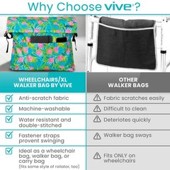 Vive XL Wheelchair Accessories Bag – 1 Count (Pack of 1), Green Paisley