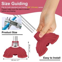 supregear Cane Tips, Self Standing Quad Base Replacement for Walking and Red