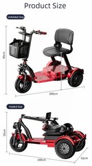 Daibot 3 Wheel Folding E Trike 1000W Electric Scooter Senior Removable Battery