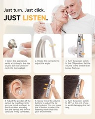 Rechargeable Lightweight Hearing Amplifier with TPE Comfort Hooks – 2 Count