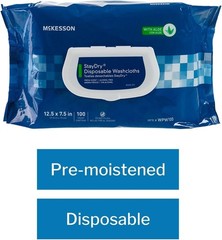 Staydry Disposable Washcloths with Aloe, Pre-moistened, 8 X 12″, Soft Pack