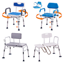 VEVOR Tub Transfer Bench Bathtub Shower Seat Adjustable 300-500LB w/ Backrest