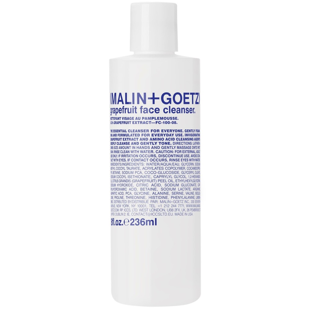 MALIN+GOETZ Grapefruit Face Cleanser – Gentle 3-in-1 Foaming Gel, Vitamin-Rich