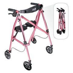 Lightweight Folding Rollator Walker with Seat for Seniors, 4-Wheel Mobility Aid,