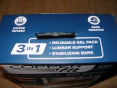 Copper Fit Rapid Relief Back Support 3 In 1 One Size Hot/Cold Therapy/Gel Pack