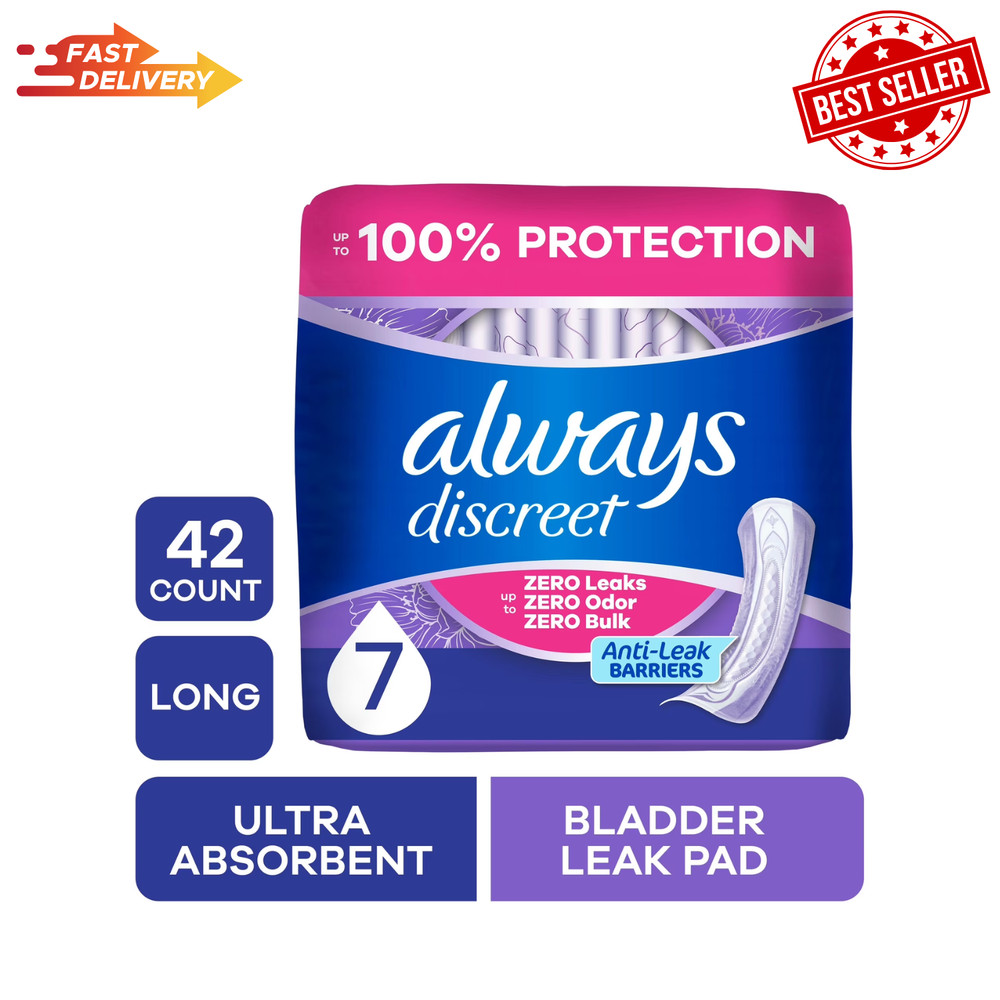 Always Discreet Incontinence Pads For Women Ultimate Extra Absorbency Long 42