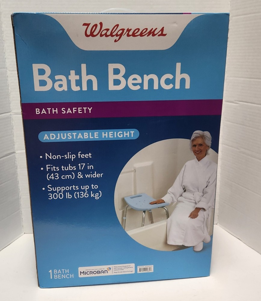 Walgreens Bath Bench Adjustable Height Fits Tubs 17″ & Wider Holds Up To 300lbs