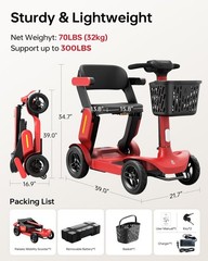 4-Wheel Folding Mobility Scooter Electric Power Wheelchairs Long Range -OPEN BOX
