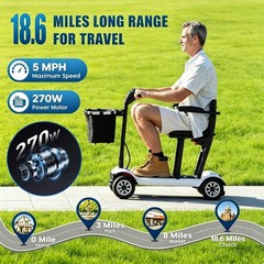 35LBS Folding Electric Mobility Scooter Wheelchair 270W Lightweight Travel 300lb