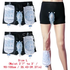 2Pcs Men Male Wearable Incontinence Pant Urinal Leg Bag Silicone Urine Collector