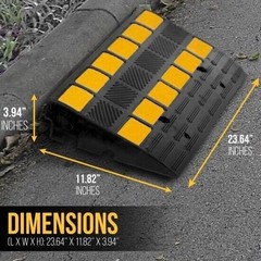 Pyle Vehicle Curbside Driveway Ramp, 2PC Heavy Duty Rubber & Steel PCRBDR44