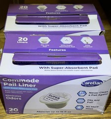 Carebag Commode Pail Liners 2 Boxes (20-1/2” x 15-3/4”) 16 oz. – 40 Liners