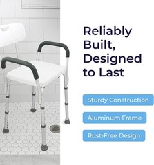 Drive Medical Shower Chair with Back & Arms Adjustable Height Bath Seat