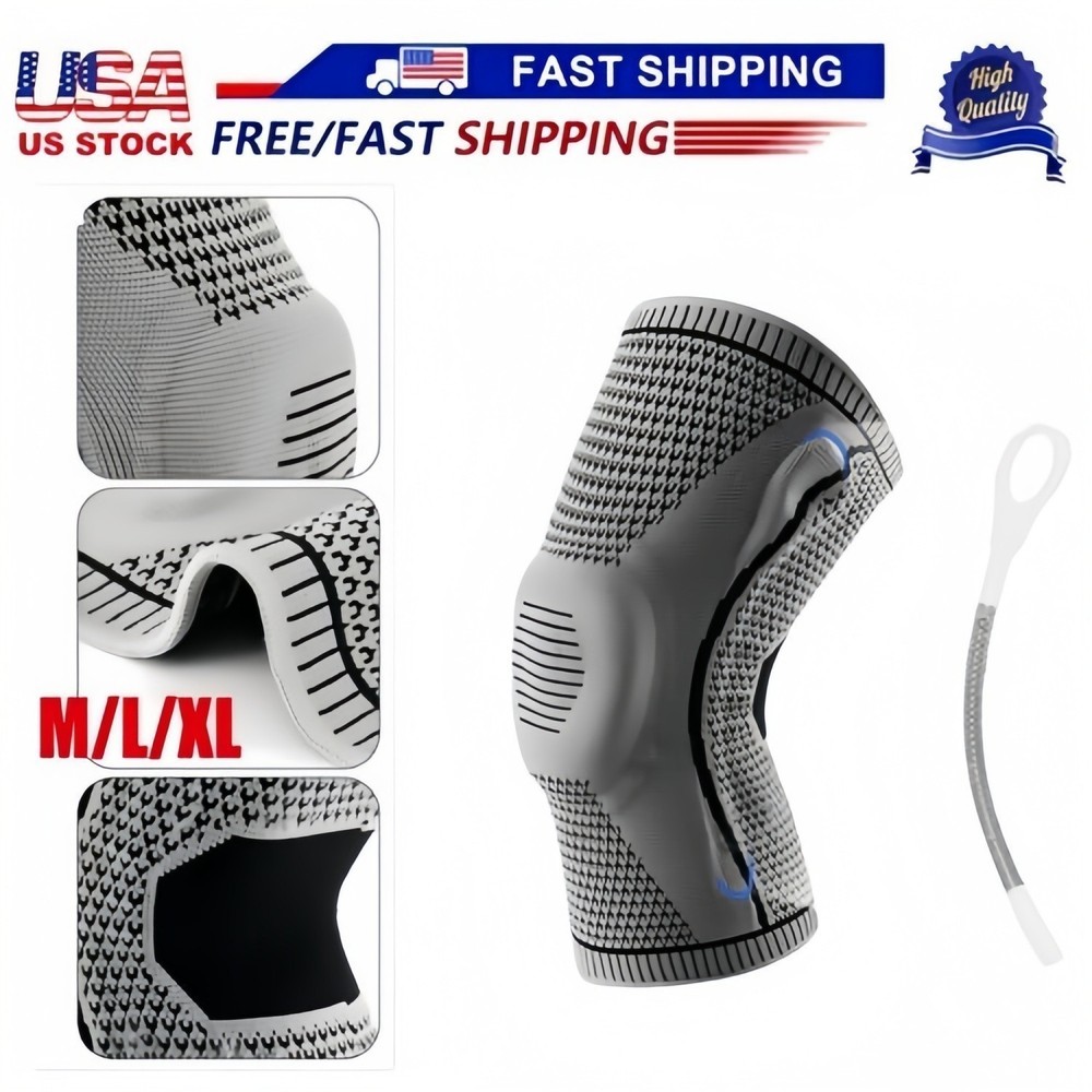 1 Pair Compression Knee Support Brace Patella Joint Pain Arthritis Relief Sleeve