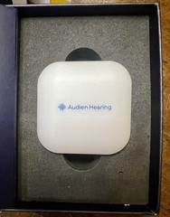 Audien Hearing Atom One CIC Rechargeable Hearing Aids, Case, Cable, Manual