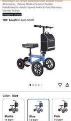 BlessReach All Terrain Foldable Knee Scooter Walker Compact Crutches Alternative