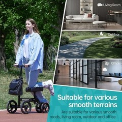 ZENART Foldable Knee Walker, Deluxe Medical Scooter for Foot In Black