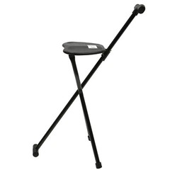 2-in-1 Walking Cane with Seat,Folding Cane Chair, Portable Crutch Chair Black US