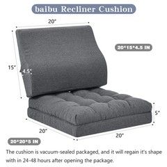 baibu Large Memory Foam Recliner Cushions 20x20x5 Inch (Pack of 1), Dark Grey