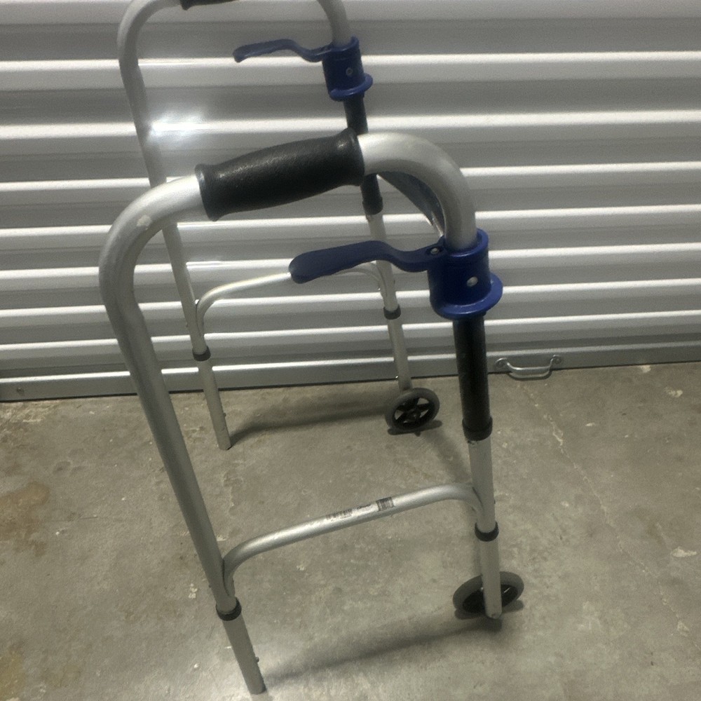 Drive 2-Wheel Adjustable Height Aluminum Walking Frame Silver/Black/Blue