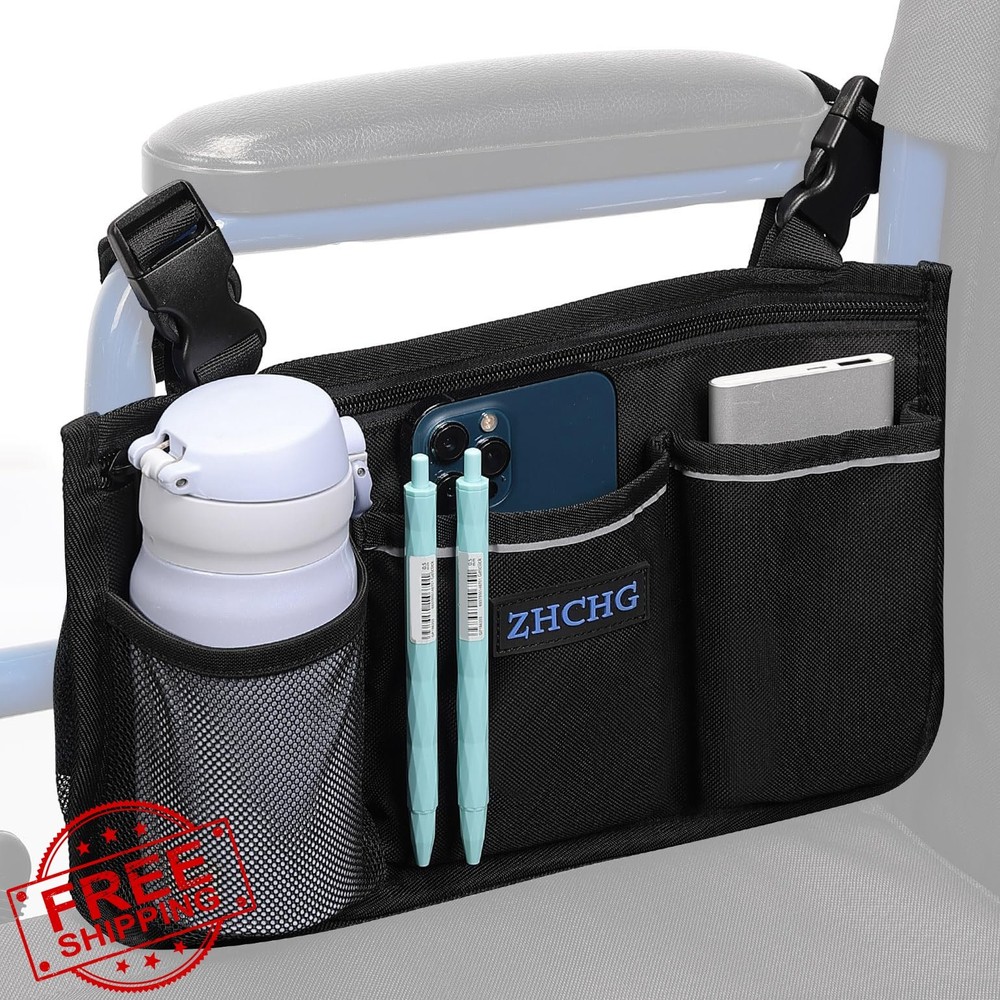 ZHCHG Wheelchair Side Bag Black