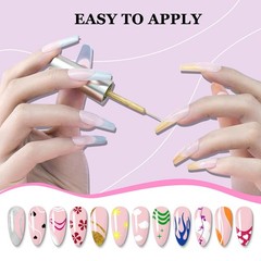 eodci Nail Art Gel Liner Set, 12 Colors Black White Hot Pink Yellow Green Glitte