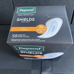 Depend Fresh Protection Shields for Men Light Absorbency 58 Shields New In Box