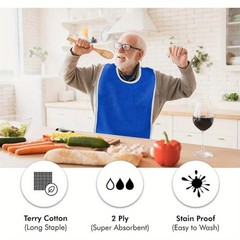 5PCS Adult Bibs for Eating Women/Men Bib-Washable Reusable Antifouling US